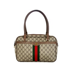 Used Gucci Ophidia Brown Beige Canvas Leather Monogram Bag