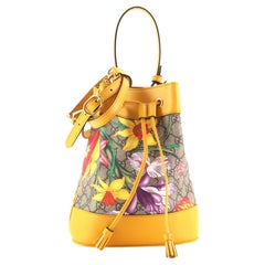 Gucci Ophidia Bucket Bag Flora GG Coated Canvas and Leather  Small