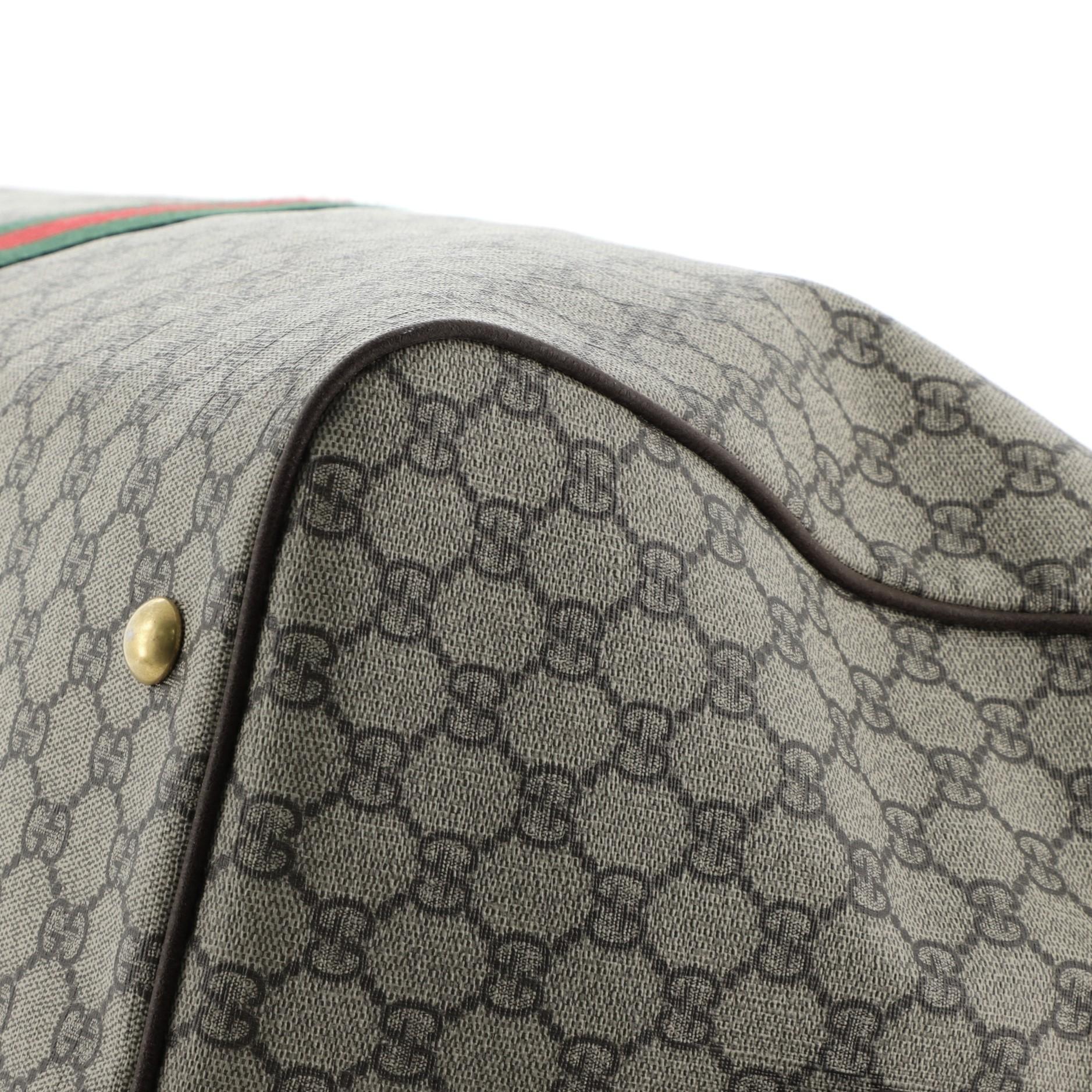 Gray Gucci Ophidia Carry On Duffle Bag GG Coated Canvas Large