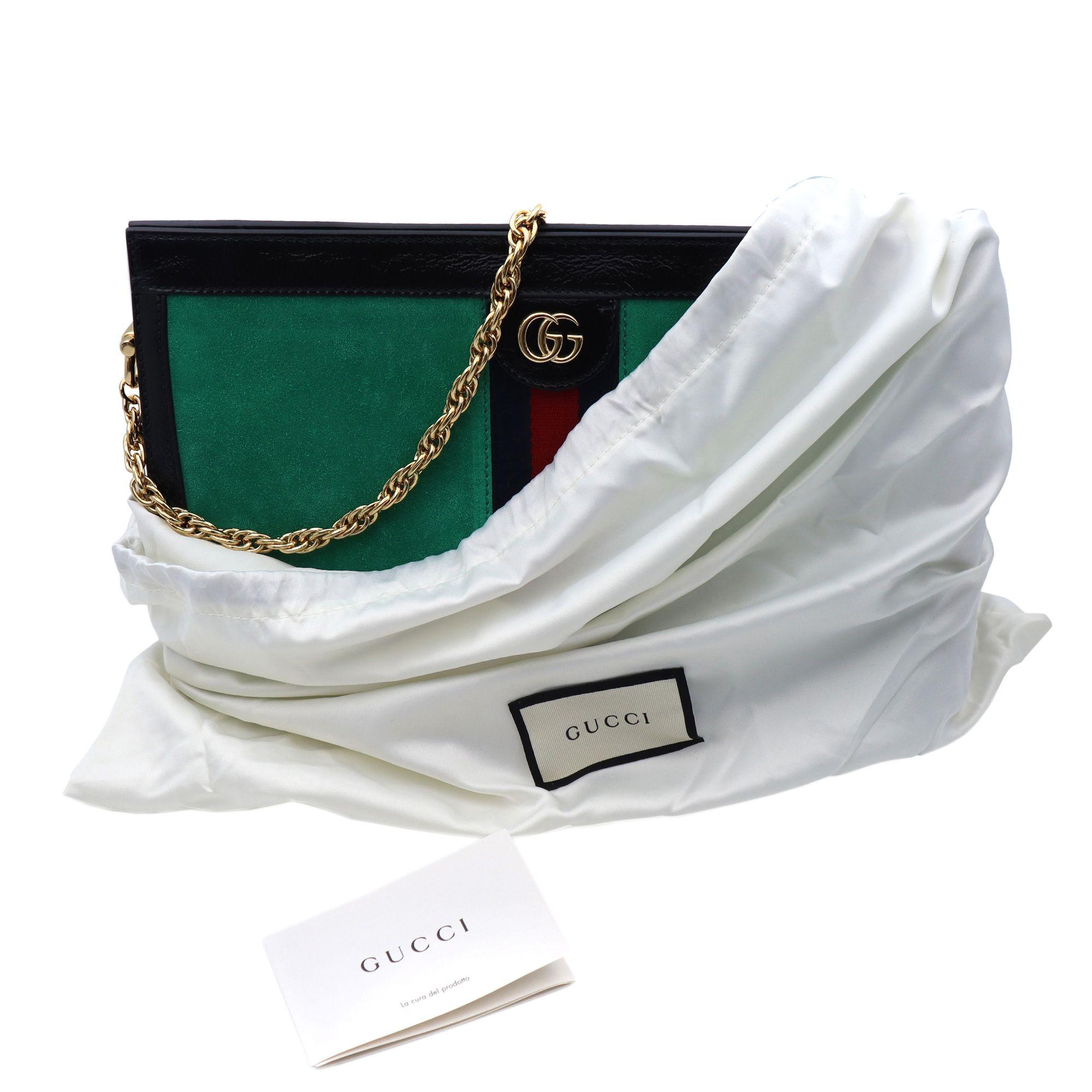 Gucci Ophidia Chain Green Suede Shoulder Bag Size Medium 503876  4