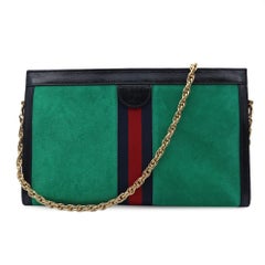 Gucci Ophidia Chain Green Suede Shoulder Bag Size Medium 503876