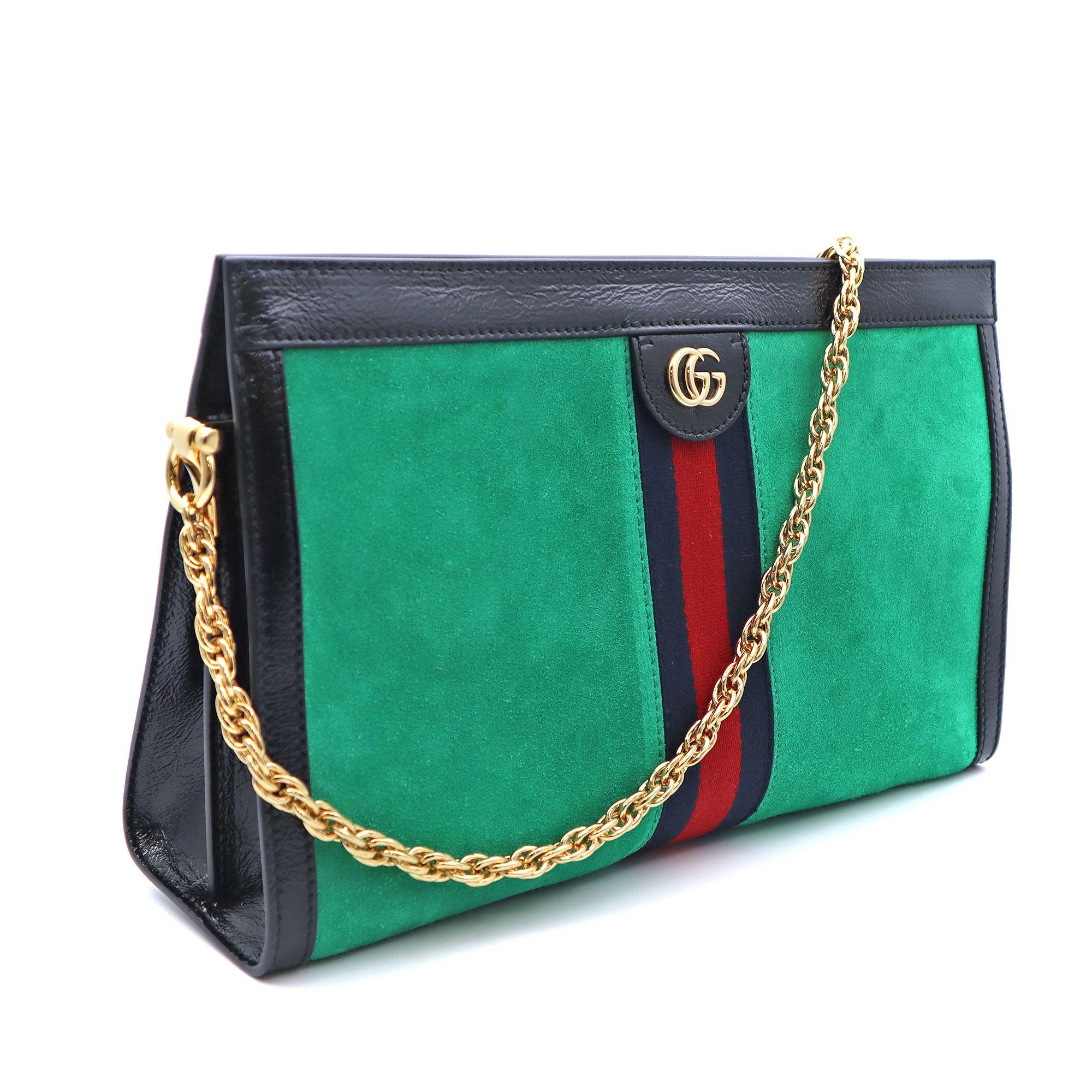 Gucci Ophidia Chain Green Suede 