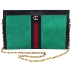 Gucci Ophidia Chain Green Suede Shoulder Bag Size Medium 503876