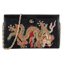 Gucci Ophidia Chain Shoulder Bag Embroidered Suede Medium