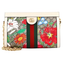 Gucci Ophidia Chain Shoulder Bag Flora GG Coated Canvas Small