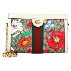 Gucci Ophidia Chain Shoulder Bag Flora GG Coated Canvas Small