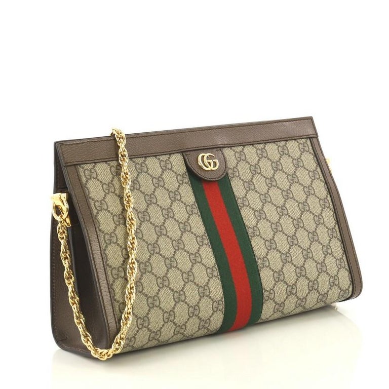 Gucci Ophidia Chain Shoulder Bag GG Coated Canvas Medium at 1stdibs