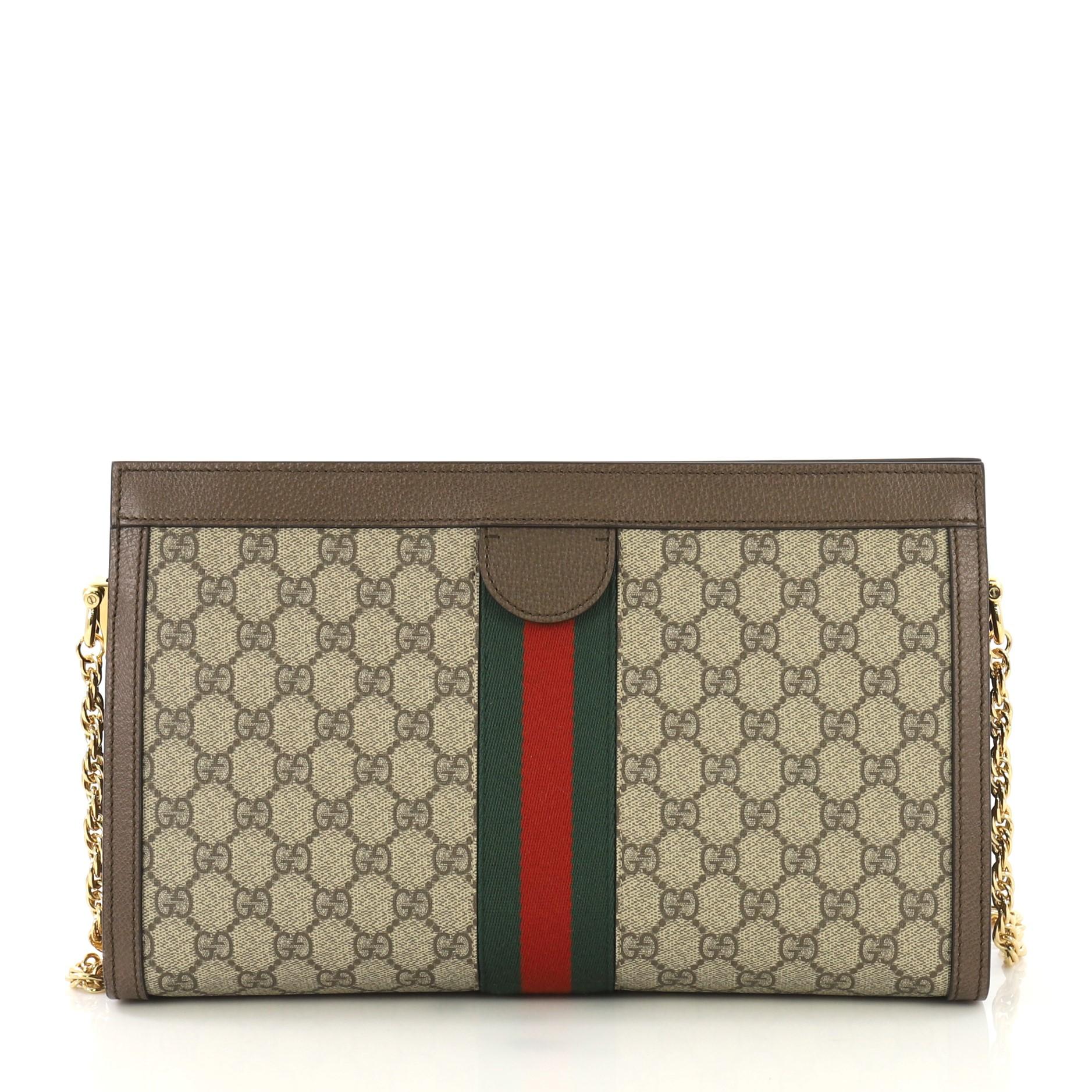 Gucci Ophidia Chain Shoulder Bag GG Coated Canvas Medium In Good Condition In NY, NY
