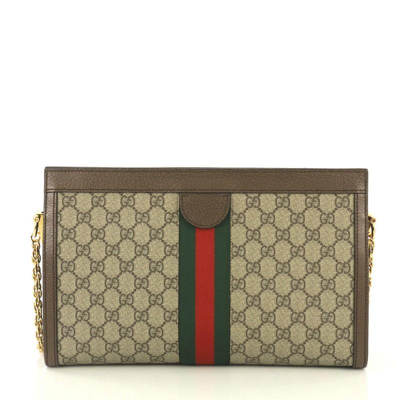 Gucci Ophidia Chain Shoulder Bag GG Coated Canvas Medium In Excellent Condition In NY, NY
