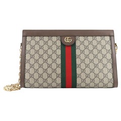 Gucci Ophidia Chain Shoulder Bag GG Coated Canvas Medium
