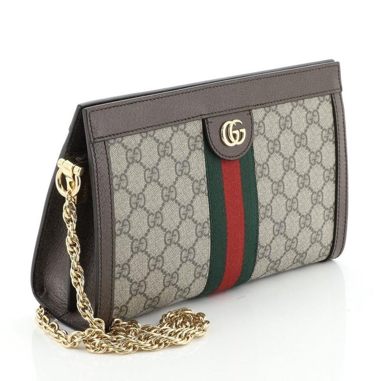 Gucci Ophidia Chain Shoulder Bag GG Coated Canvas Small For Sale at 1stdibs