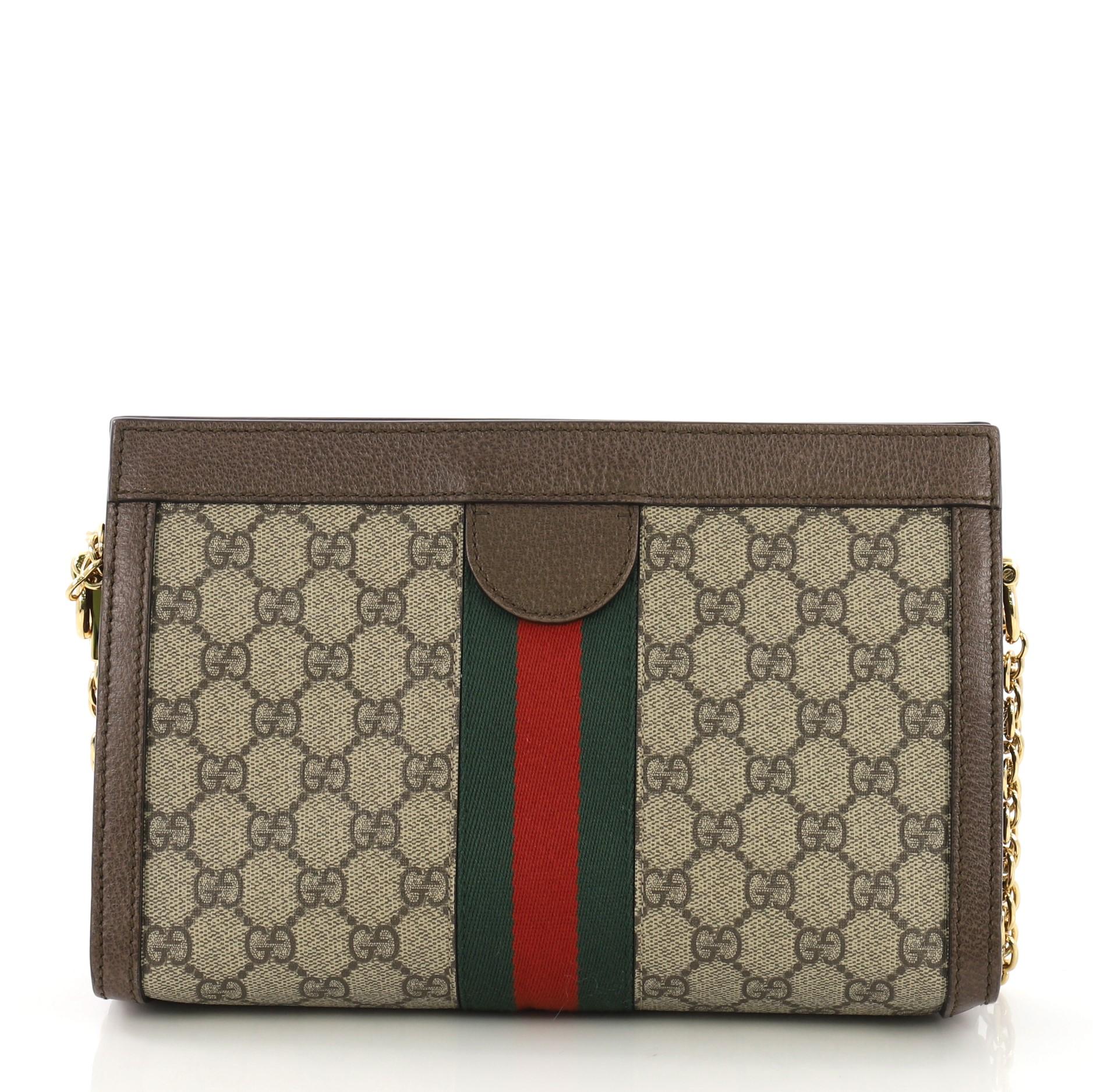 Gucci Ophidia Chain Shoulder Bag GG Coated Canvas Small In Good Condition In NY, NY