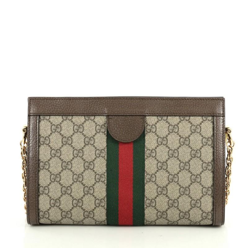 Gucci Ophidia Chain Shoulder Bag GG Coated Canvas Small  In Good Condition In NY, NY