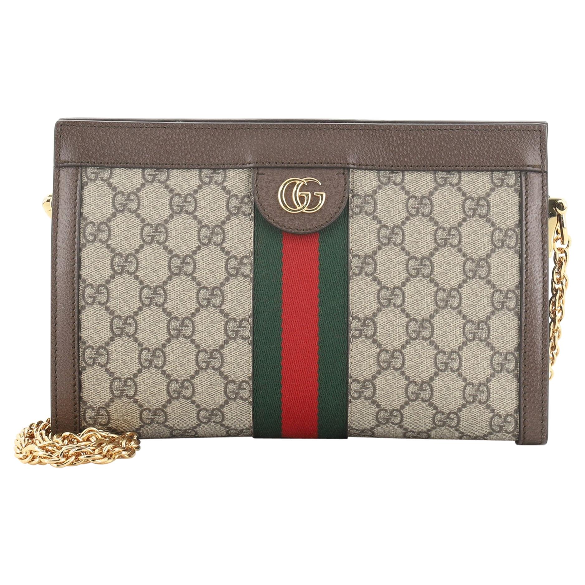 Gucci Ophidia Chain Shoulder Bag GG Coated Canvas Small