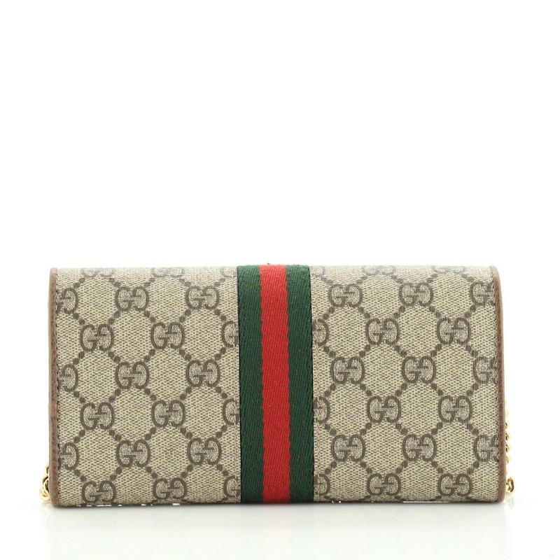 Brown Gucci Ophidia Chain Wallet GG Coated Canvas