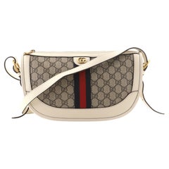 Gucci Ophidia Curved Zip Shoulder Bag GG Coated Canvas Large