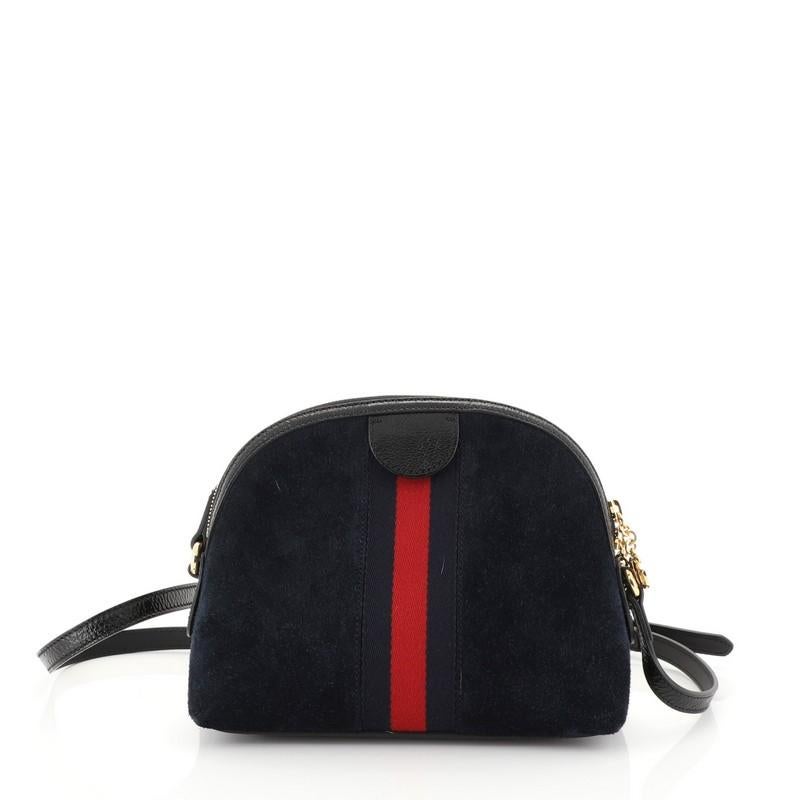 Women's or Men's Gucci Ophidia Dome Shoulder Bag Embroidered Suede Small