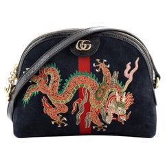 Gucci Ophidia Dome Shoulder Bag Embroidered Suede Small