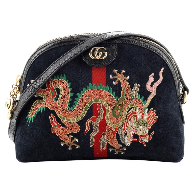Gucci Ophidia Dome Shoulder Bag Embroidered Suede Small at 1stDibs