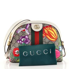 Gucci Ophidia Kuppel Umhängetasche Flora GG aus beschichtetem Segeltuch