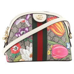 Gucci Ophidia Dome Shoulder Bag Flora GG Coated Canvas Small Used Gucci Ophidia Dome Shoulder Bag Flora GG Coated Canvas Small