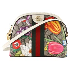 Gucci Ophidia Kuppel Umhängetasche Flora GG aus beschichtetem Segeltuch