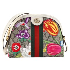 Gucci Ophidia Kuppel Umhängetasche Flora GG aus beschichtetem Segeltuch