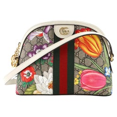 Gucci Ophidia Dome Shoulder Bag Flora GG Coated Canvas Small Used Gucci Ophidia Dome Shoulder Bag Flora GG Coated Canvas Small