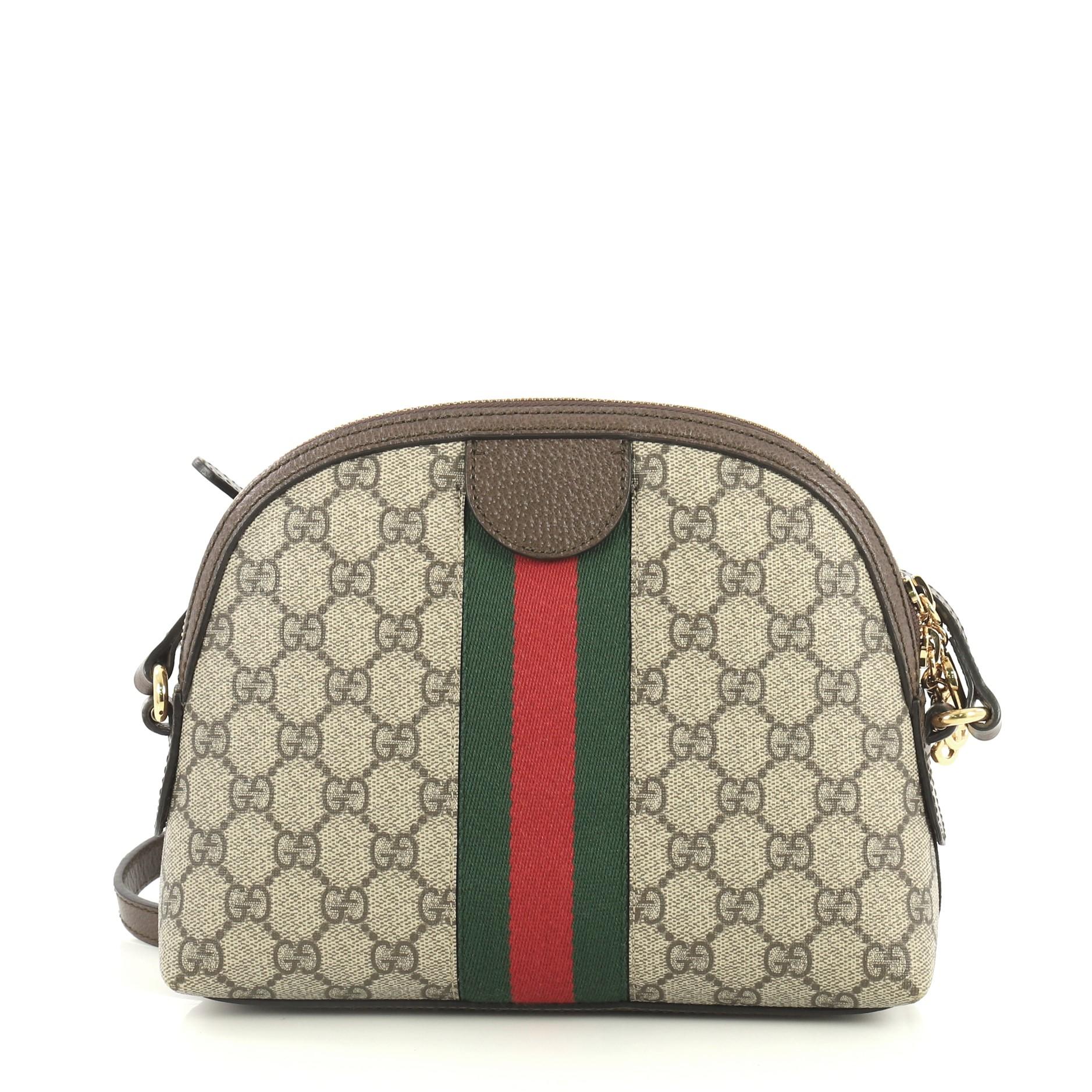 Brown Gucci Ophidia Dome Shoulder Bag GG Coated Canvas Small