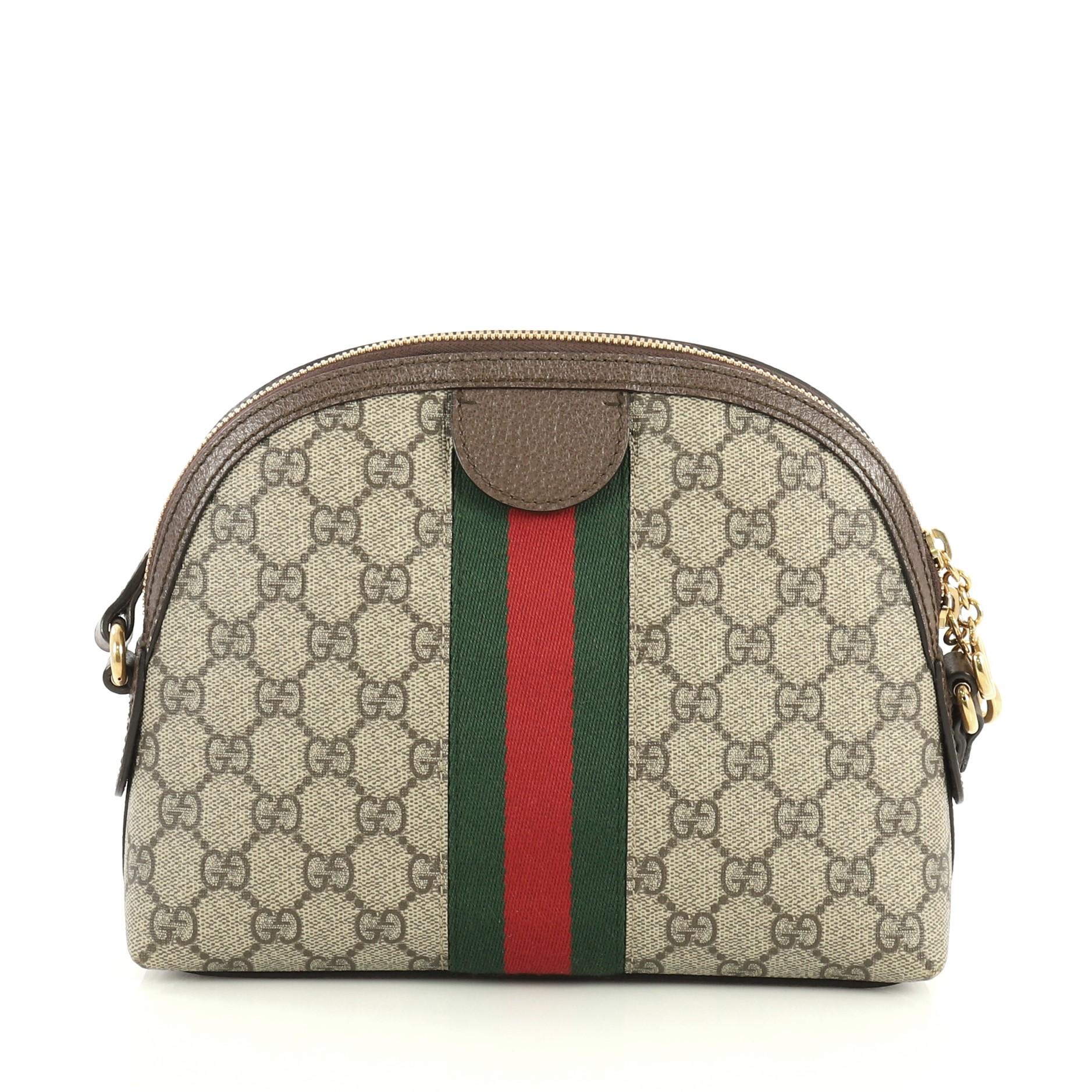 Brown Gucci Ophidia Dome Shoulder Bag GG Coated Canvas Small