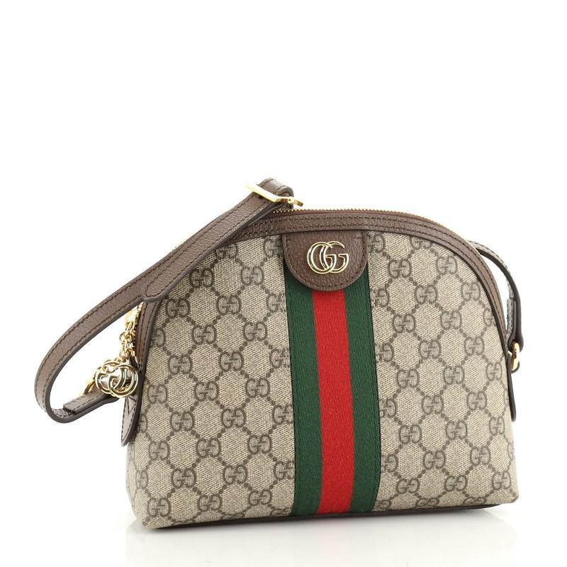 Brown Gucci Ophidia Dome Shoulder Bag GG Coated Canvas Small
