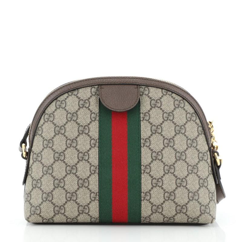 Gray Gucci Ophidia Dome Shoulder Bag GG Coated Canvas Small