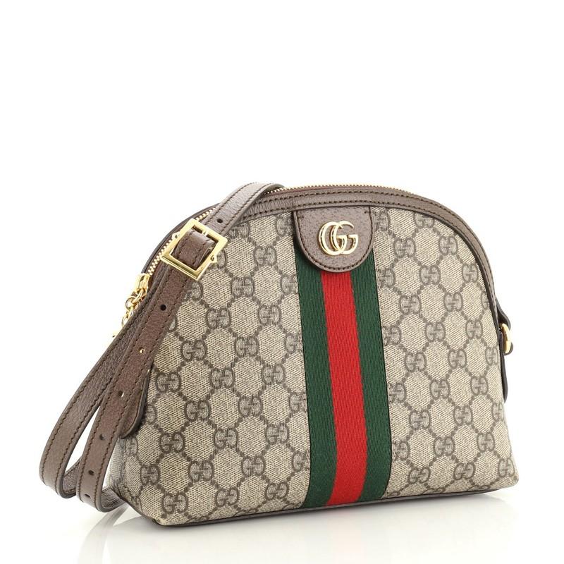 Brown Gucci Ophidia Dome Shoulder Bag GG Coated Canvas Small