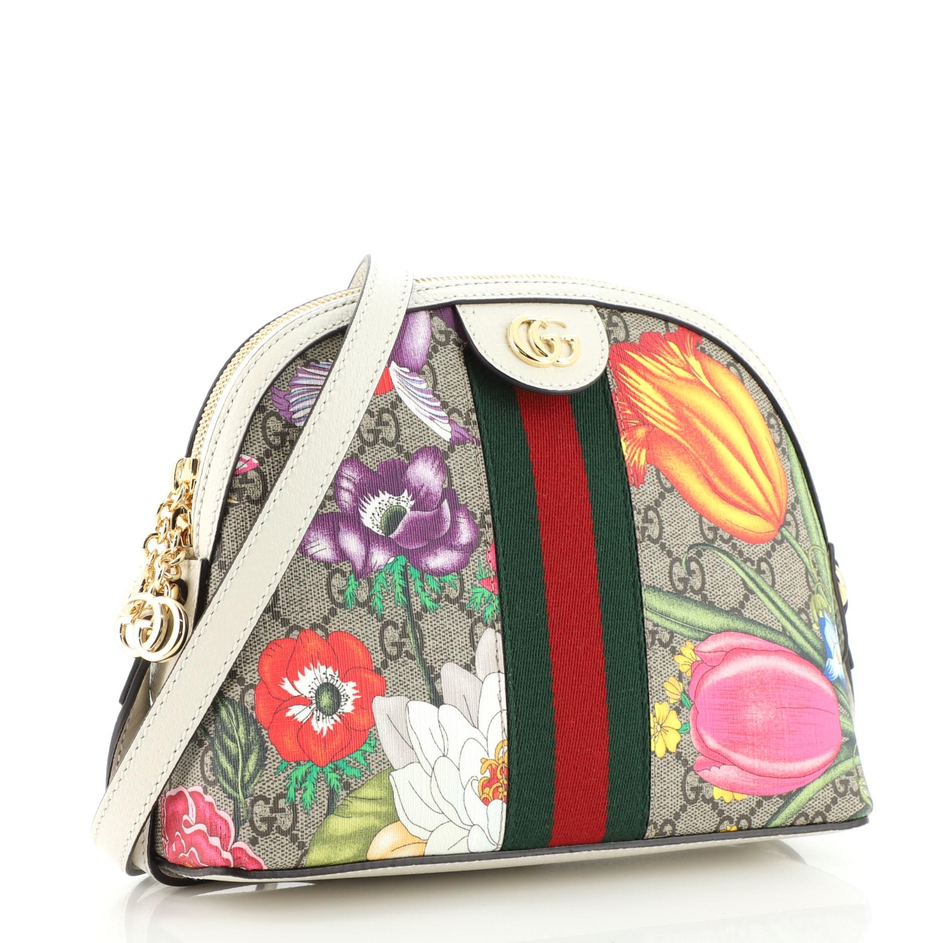 Beige Gucci Ophidia Dome Shoulder Bag Printed GG Coated Canvas Small