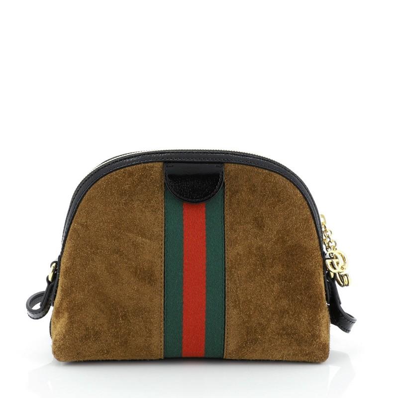 Brown Gucci Ophidia Dome Shoulder Bag Suede Small