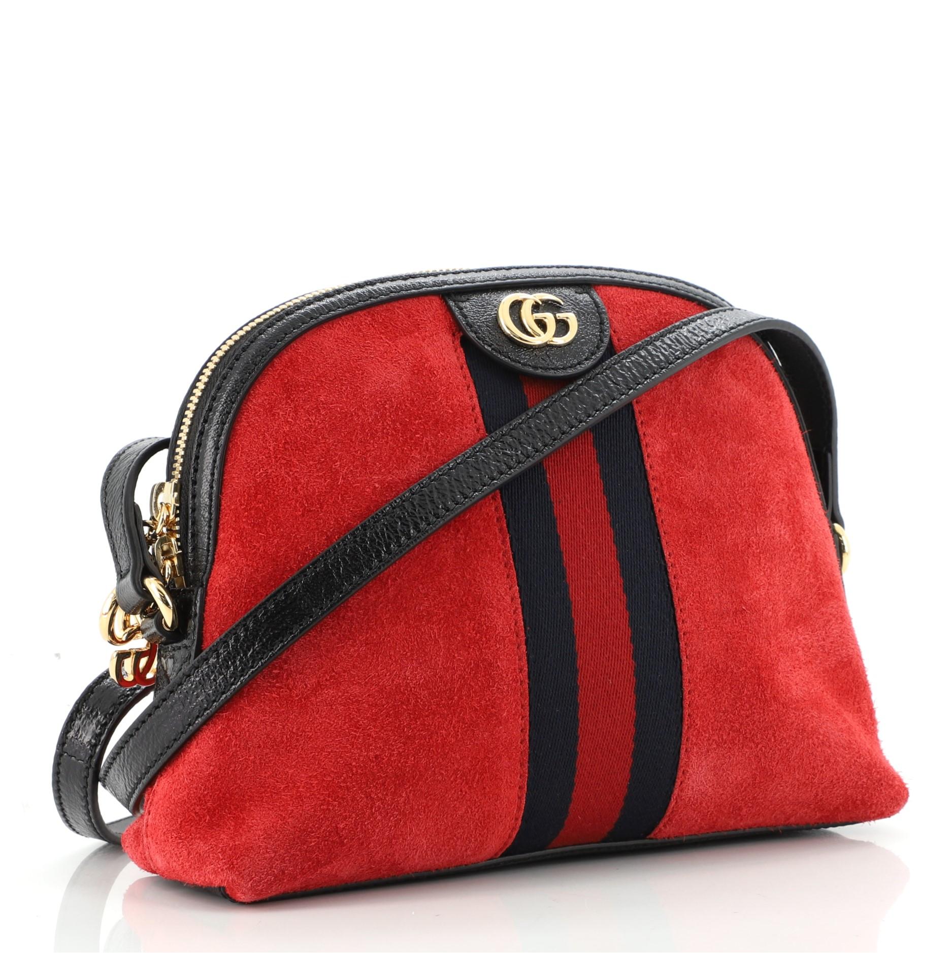 Gucci Ophidia Dome Umhängetasche aus Wildleder (Rot)