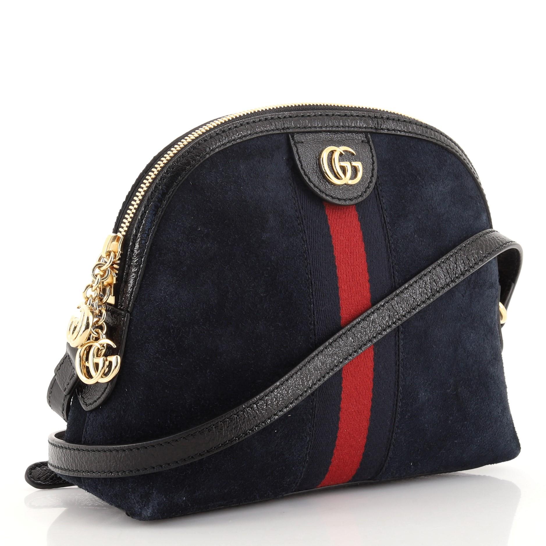 Black Gucci Ophidia Dome Shoulder Bag Suede Small