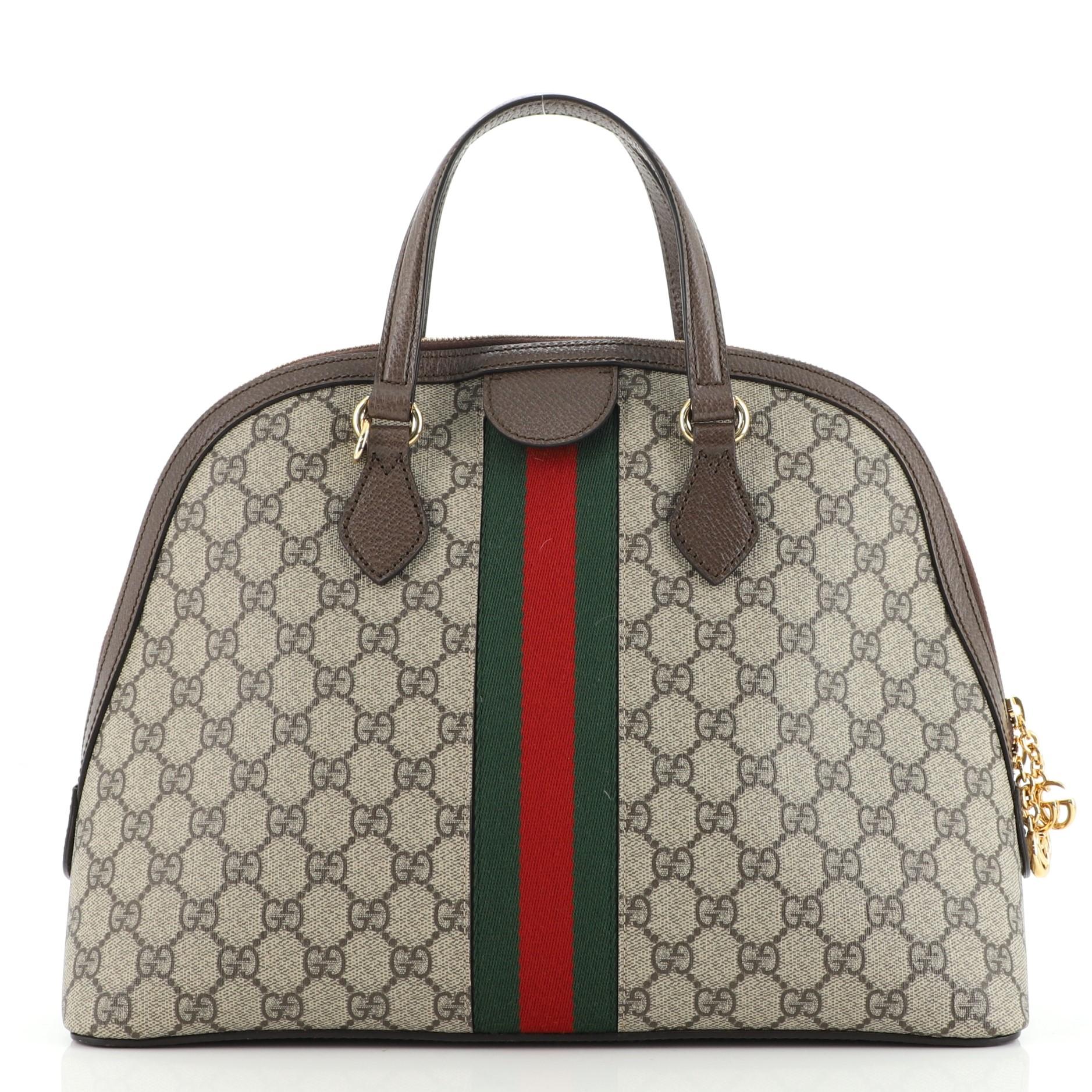 Gray Gucci Ophidia Dome Top Handle Bag GG Coated Canvas Medium