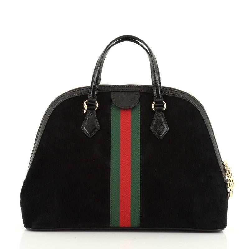 Black Gucci Ophidia Dome Top Handle Bag Suede Medium