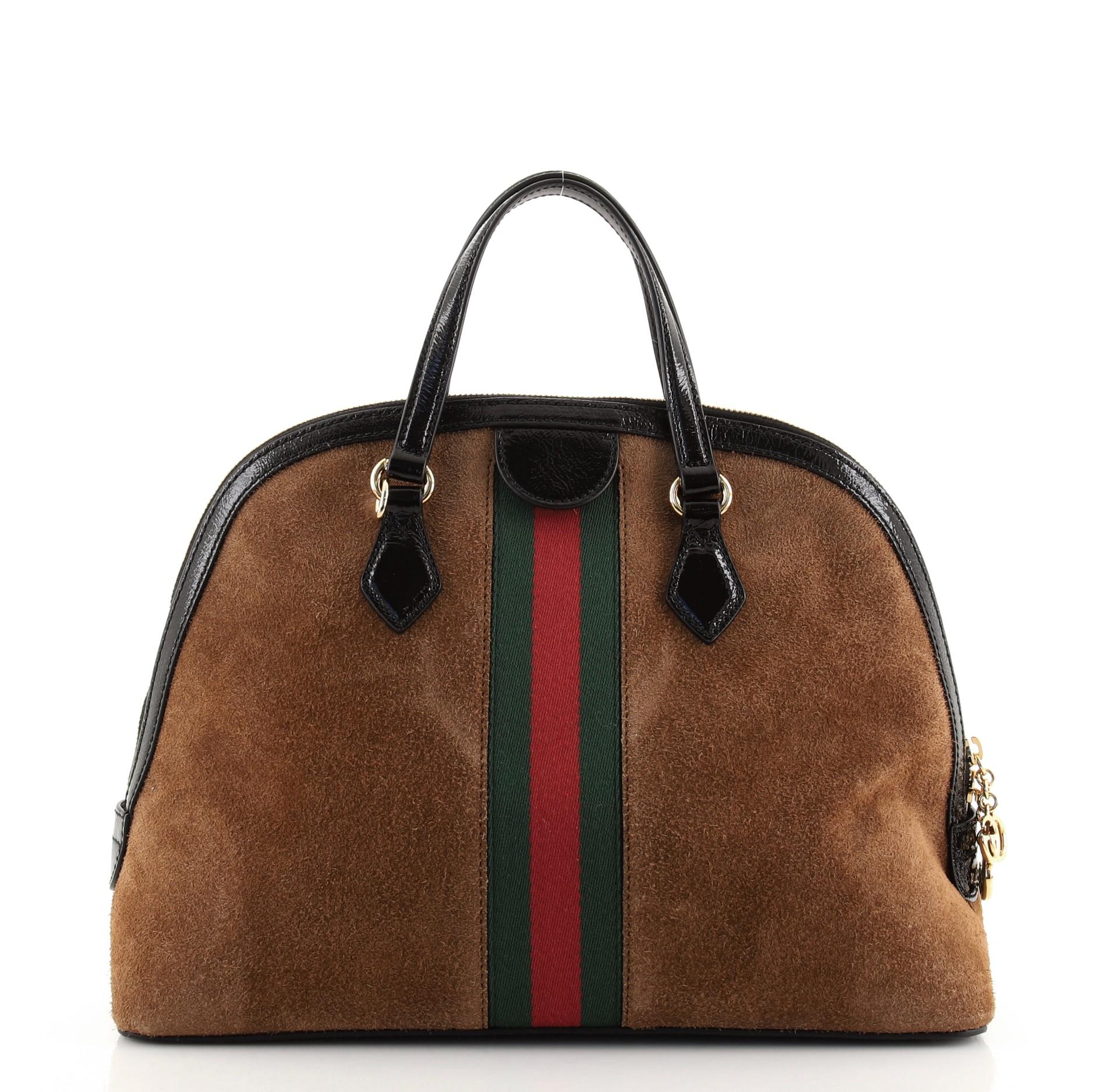 Brown Gucci Ophidia Dome Top Handle Bag Suede Medium