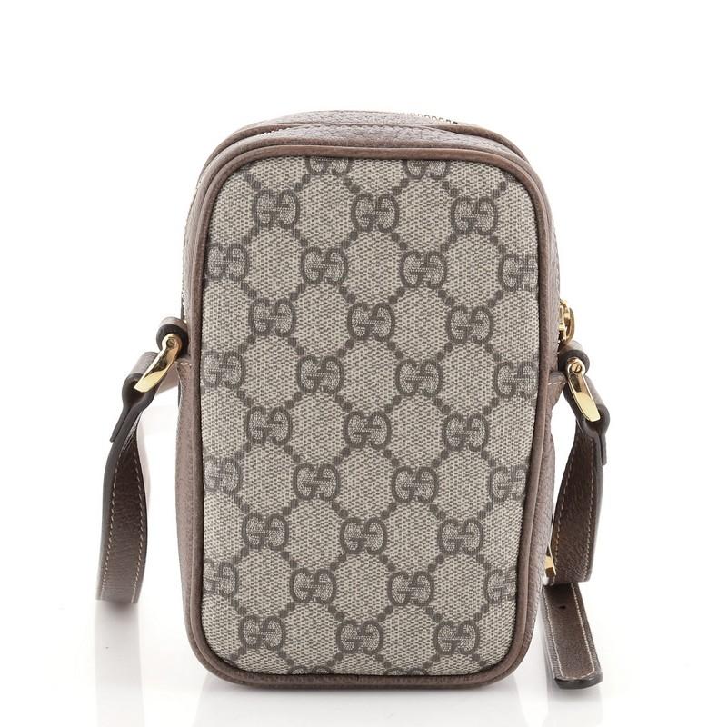 Gray Gucci Ophidia Double Zip Crossbody Bag GG Coated Canvas Mini