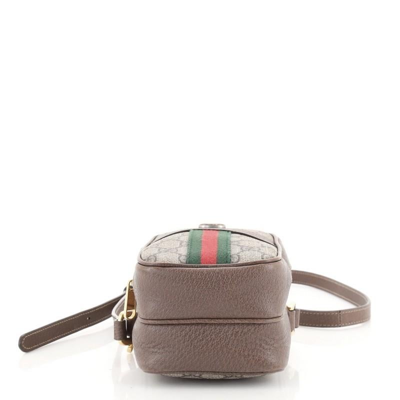 Gucci Ophidia Double Zip Crossbody Bag GG Coated Canvas Mini In Good Condition In NY, NY