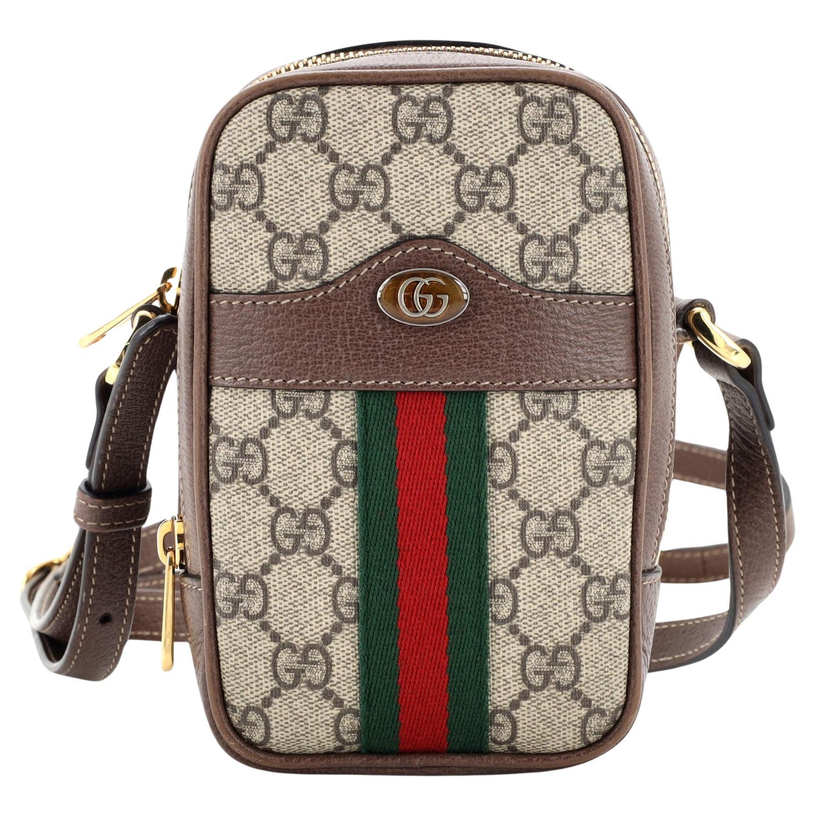 Gucci Ophidia Crossbody Bag mit doppeltem Reißverschluss GG Coated Canvas Mini