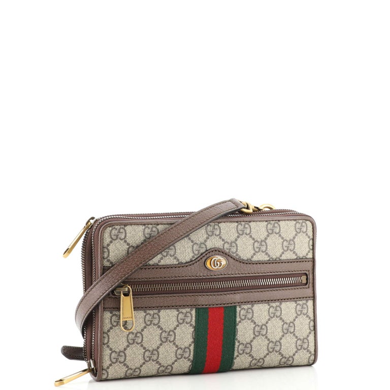 Gucci Ophidia Double Zip Crossbody Bag GG Coated Canvas Small For Sale ...