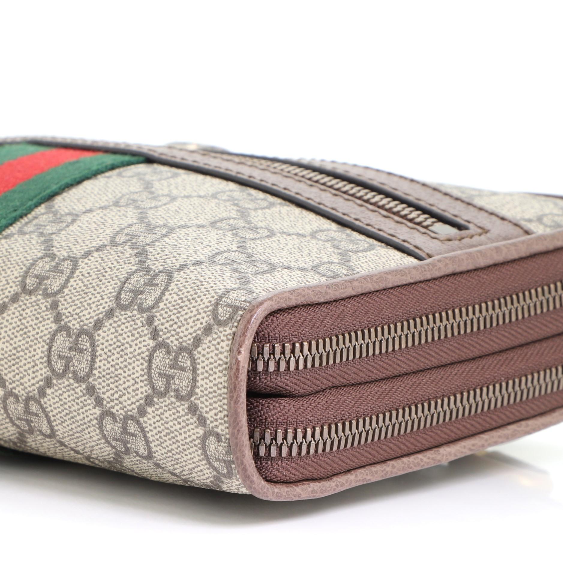 Gucci Ophidia Double Zip Crossbody Bag GG Coated Canvas Small In Good Condition In NY, NY