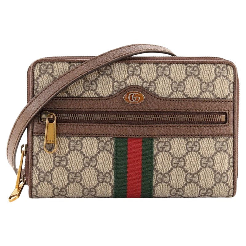 Gucci Ophidia Double Zip Crossbody Bag GG beschichtetem Segeltuch klein