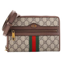 Gucci Ophidia Crossbody Tasche GG aus beschichtetem Segeltuch mit doppeltem Reißverschluss