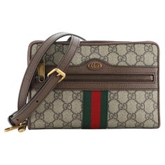 Gucci Ophidia Crossbody Tasche GG aus beschichtetem Segeltuch mit doppeltem Reißverschluss