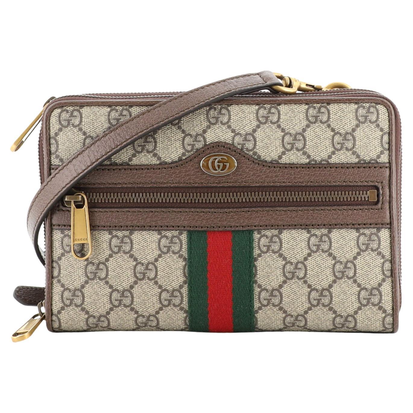 Gucci Ophidia Double Zip Crossbody Bag GG Coated Canvas Small