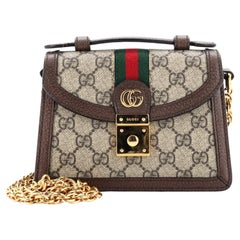 Gucci Ophidia Flap Top Handle Bag GG Coated Canvas Mini